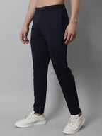 Jainish Men's Navy Blue Solid Streachable Lycra Trackpants | Grocsy