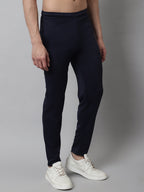 Jainish Men's Navy Blue Solid Streachable Lycra Trackpants | Grocsy