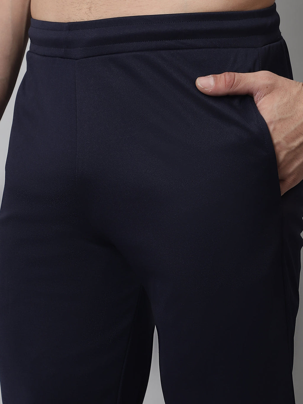Jainish Men's Navy Blue Solid Streachable Lycra Trackpants | Grocsy