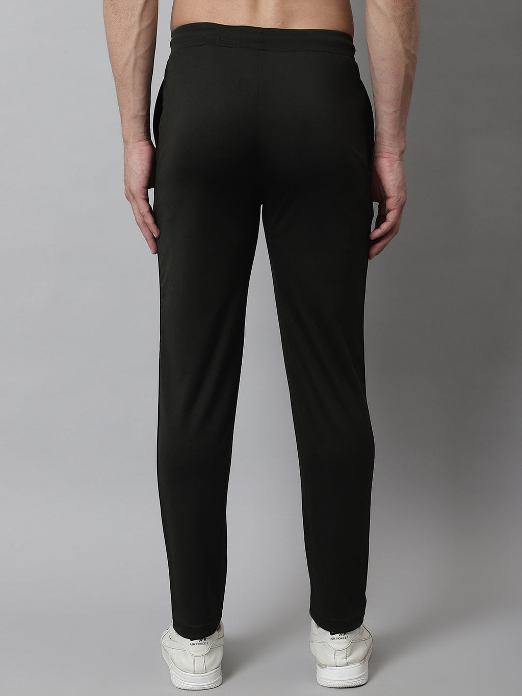 Jainish Men's Olive Solid Streachable Lycra Trackpants | Grocsy
