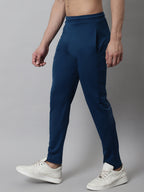 Jainish Men's Blue Solid Streachable Lycra Trackpants | Grocsy