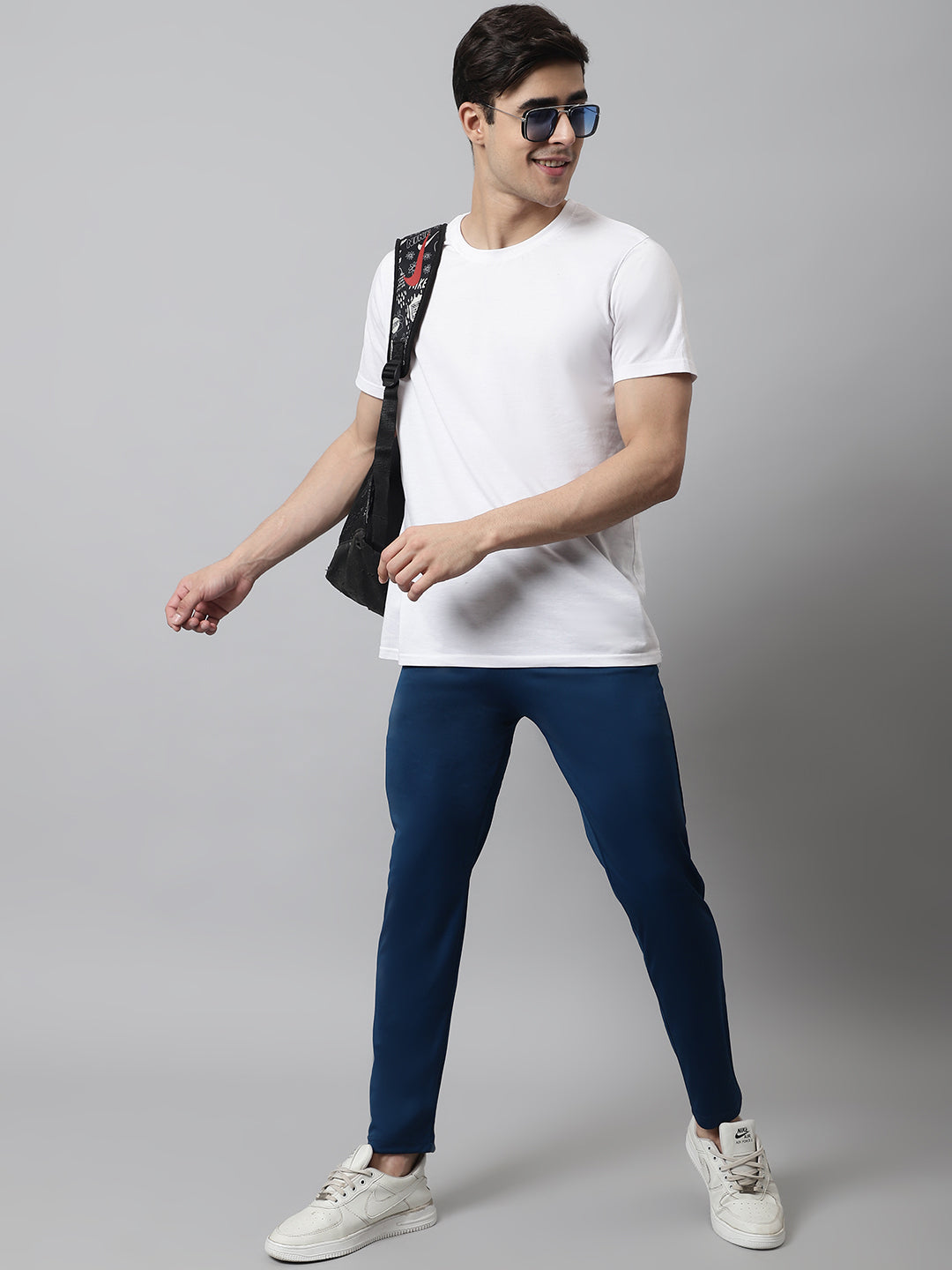Jainish Men's Blue Solid Streachable Lycra Trackpants | Grocsy