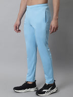 Jainish Men's Sky Blue Solid Streachable Lycra Trackpants | Grocsy