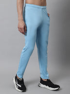 Jainish Men's Sky Blue Solid Streachable Lycra Trackpants | Grocsy