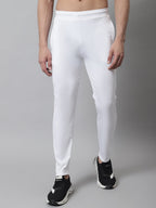 Jainish Men's White Solid Streachable Lycra Trackpants | Grocsy