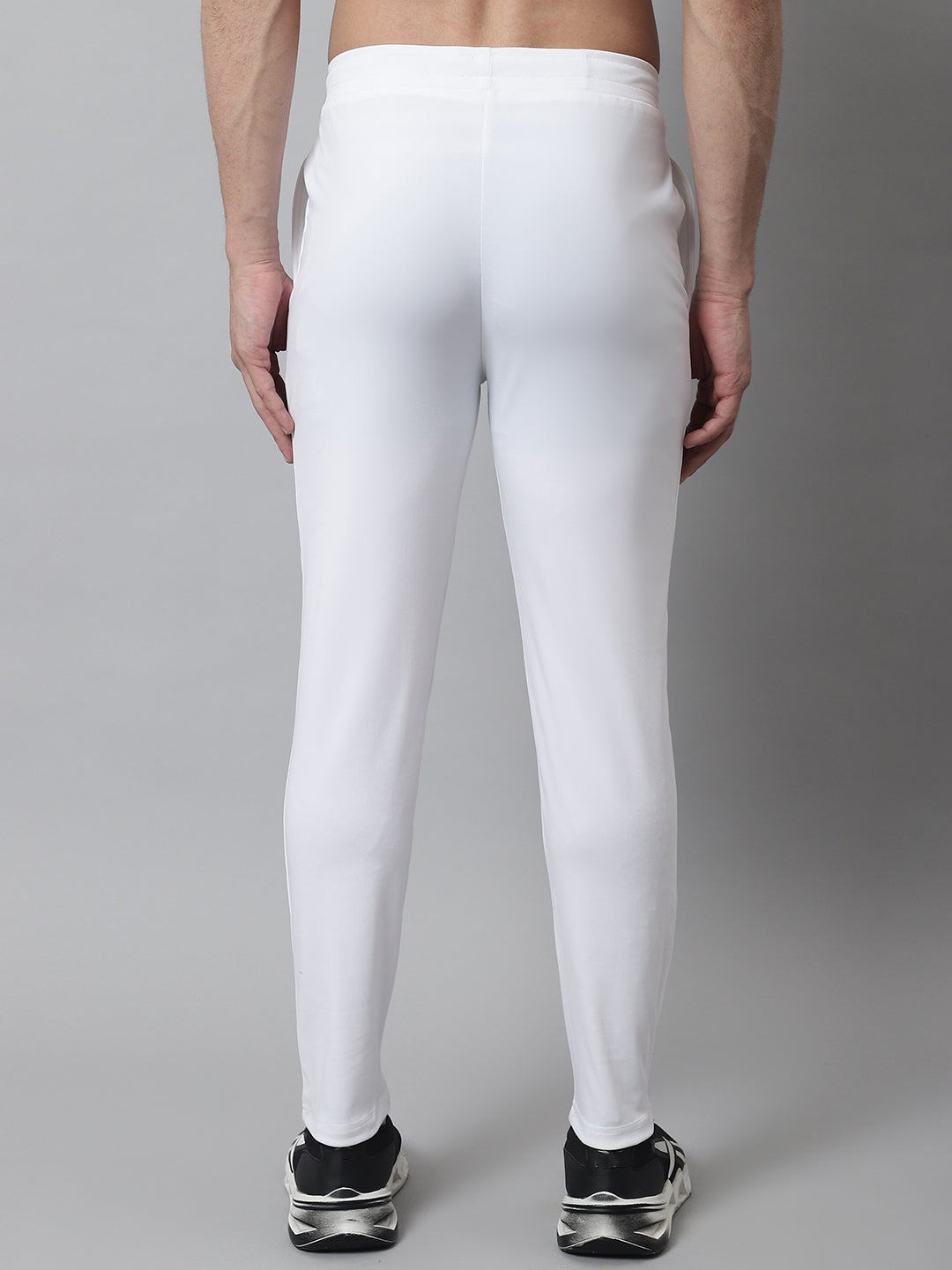 Jainish Men's White Solid Streachable Lycra Trackpants | Grocsy