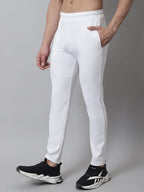 Jainish Men's White Solid Streachable Lycra Trackpants | Grocsy