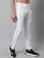 Jainish Men's White Solid Streachable Lycra Trackpants | Grocsy