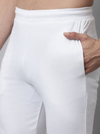 Jainish Men's White Solid Streachable Lycra Trackpants | Grocsy