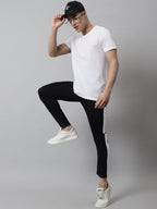Jainish Men's Black and White Striped Streachable Lycra Trackpants | Grocsy