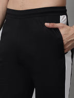Jainish Men's Black and White Striped Streachable Lycra Trackpants | Grocsy