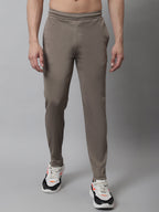 Jainish Men's Brown and White Striped Streachable Lycra Trackpants | Grocsy