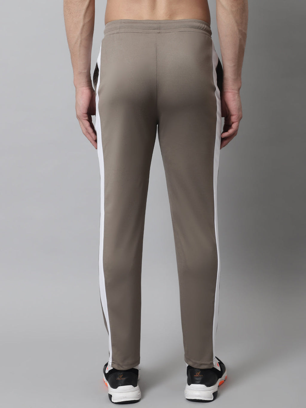 Jainish Men's Brown and White Striped Streachable Lycra Trackpants | Grocsy