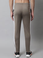 Jainish Men's Brown and White Striped Streachable Lycra Trackpants | Grocsy