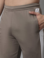 Jainish Men's Brown and White Striped Streachable Lycra Trackpants | Grocsy