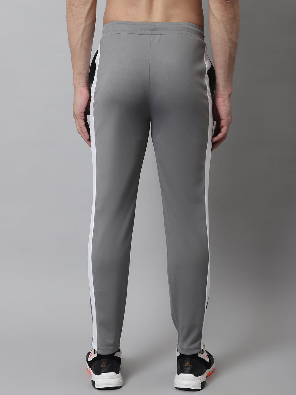 Jainish Men's Grey and White Striped Streachable Lycra Trackpants | Grocsy