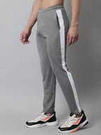 Jainish Men's Grey and White Striped Streachable Lycra Trackpants | Grocsy