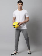 Jainish Men's Grey and White Striped Streachable Lycra Trackpants | Grocsy