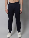 Jainish Men's Navy Blue and White Striped Streachable Lycra Trackpants | Grocsy