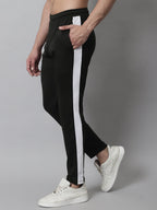 Jainish Men's Olive Green and White Striped Streachable Lycra Trackpants | Grocsy