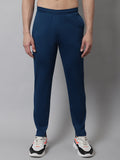 Jainish Men's Peacock Blue and White Striped Streachable Lycra Trackpants | Grocsy