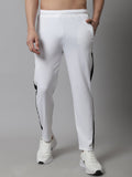 Jainish Men's White and Black Striped Streachable Lycra Trackpants | Grocsy