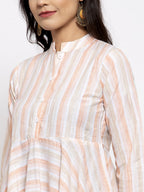 Jompers Women Orange and White Striped Kurta with Dhoti Pants | Grocsy