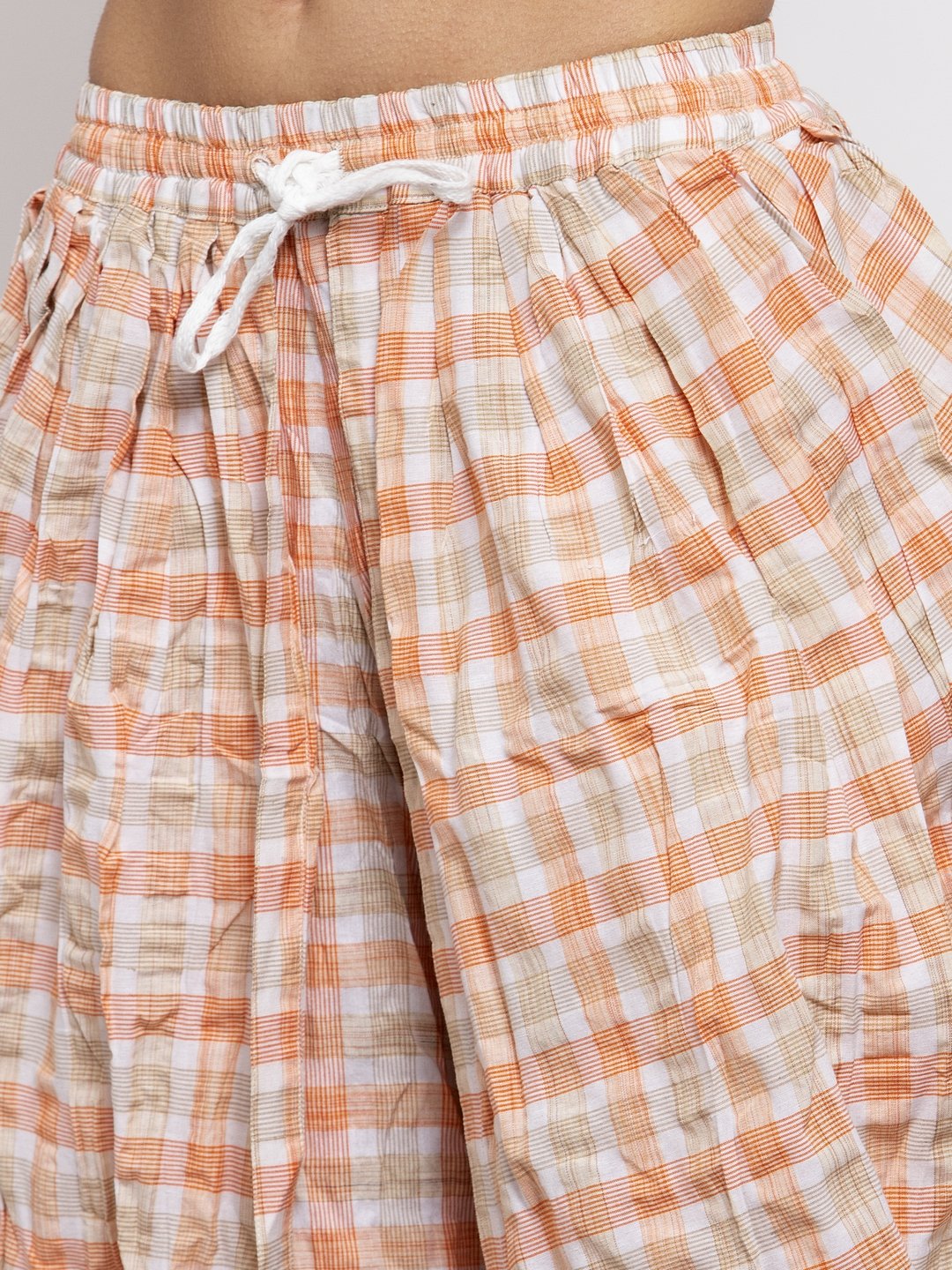 Jompers Women Orange and White Striped Kurta with Dhoti Pants | Grocsy