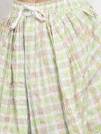Jompers Women Green and White Striped Kurta with Dhoti Pants | Grocsy