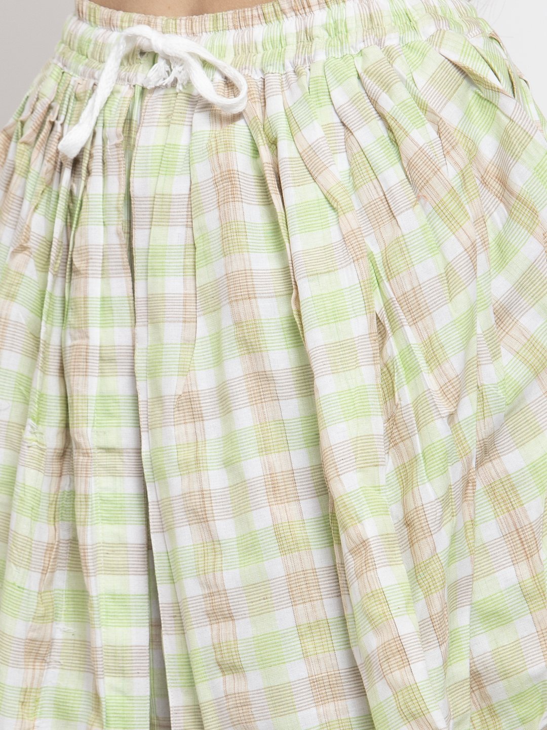Jompers Women Green and White Striped Kurta with Dhoti Pants | Grocsy