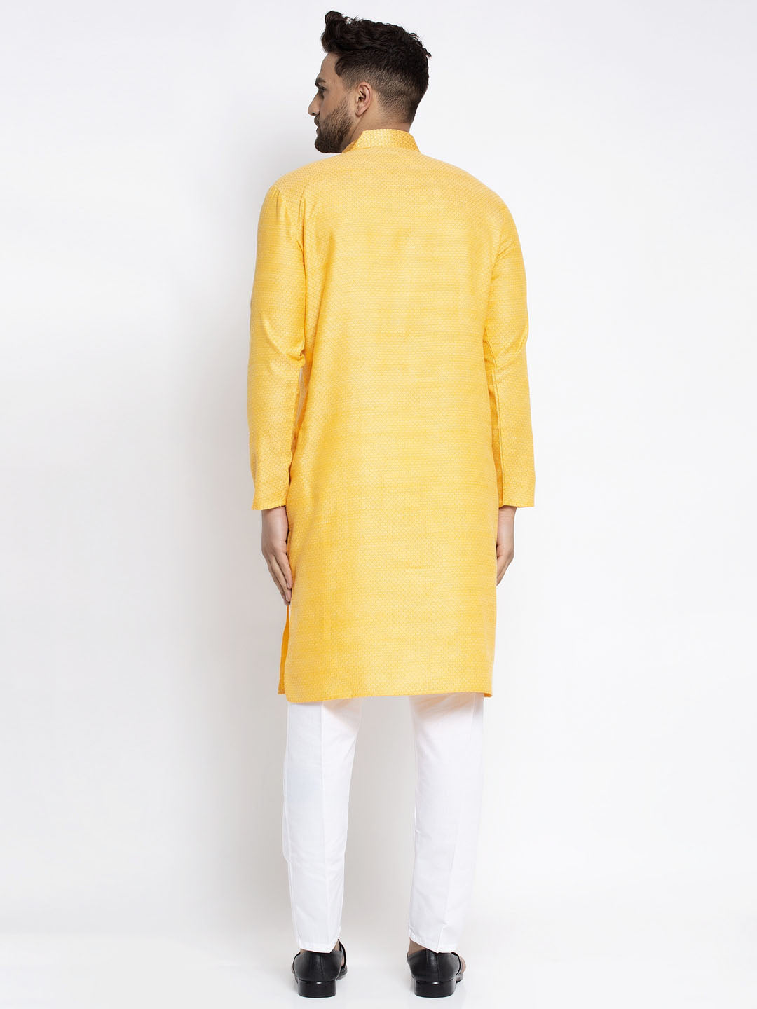 Jompers Men's Yellow Woven Kurta Payjama Sets | Grocsy