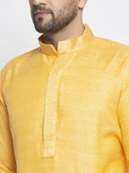 Jompers Men's Yellow Woven Kurta Payjama Sets | Grocsy