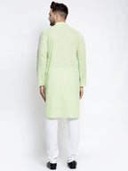 Jompers Men's Dark-Green Embroidered Kurta Only | Grocsy