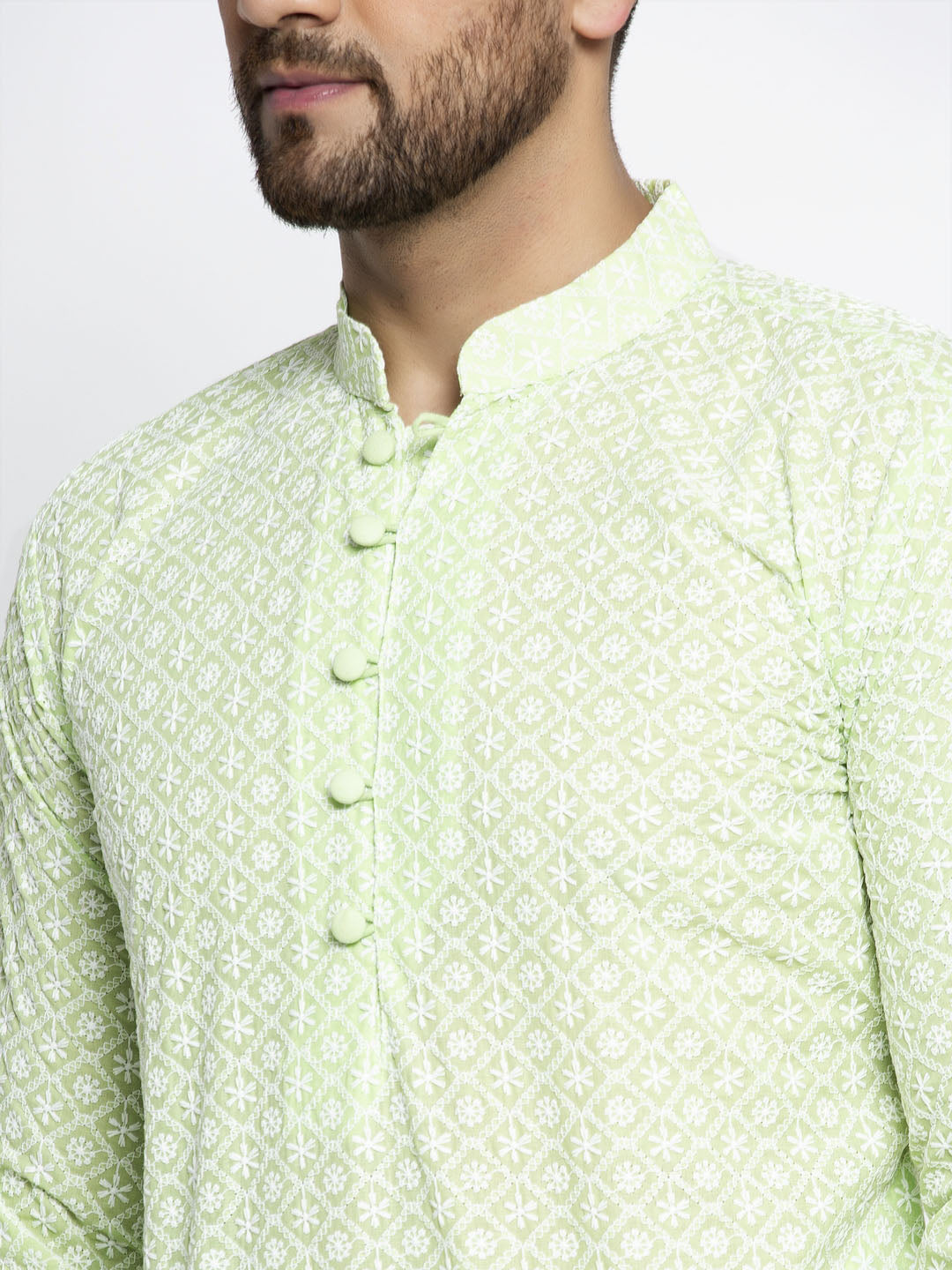 Jompers Men's Dark-Green Embroidered Kurta Only | Grocsy