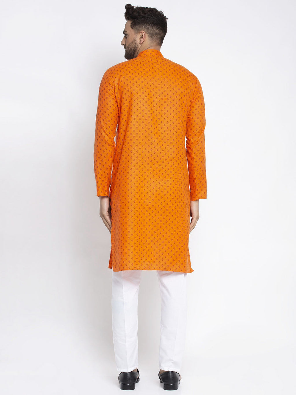Jompers Men's Orange Printed Kurta Only | Grocsy