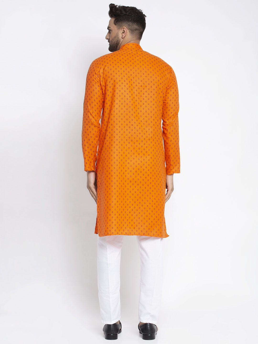 Jompers Men's Orange Printed Kurta Only | Grocsy