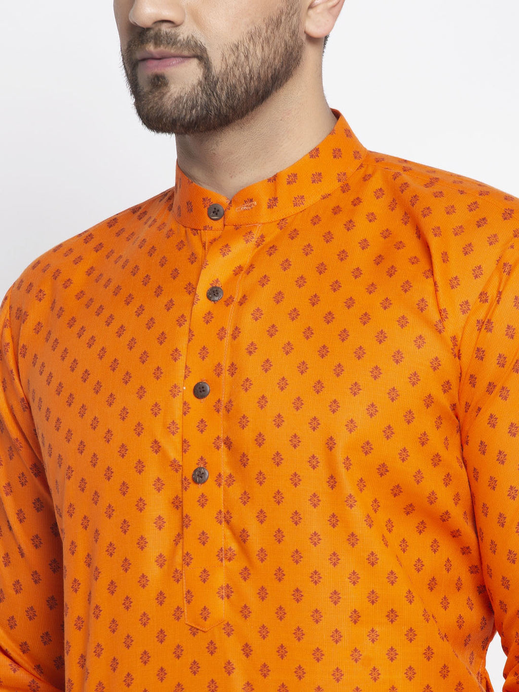 Jompers Men's Orange Printed Kurta Payjama Sets | Grocsy