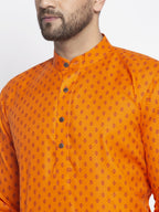 Jompers Men's Orange Printed Kurta Only | Grocsy