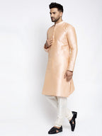 Jompers Men's Peach Solid Dupion Silk Kurta Only | Grocsy