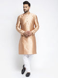 Jompers Men Bronze & White Woven Design Kurta with Pyjamas | Grocsy