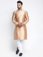 Jompers Men Bronze & White Woven Design Kurta with Pyjamas | Grocsy