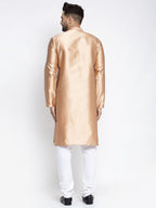 Jompers Men Bronze & White Woven Design Kurta with Pyjamas | Grocsy