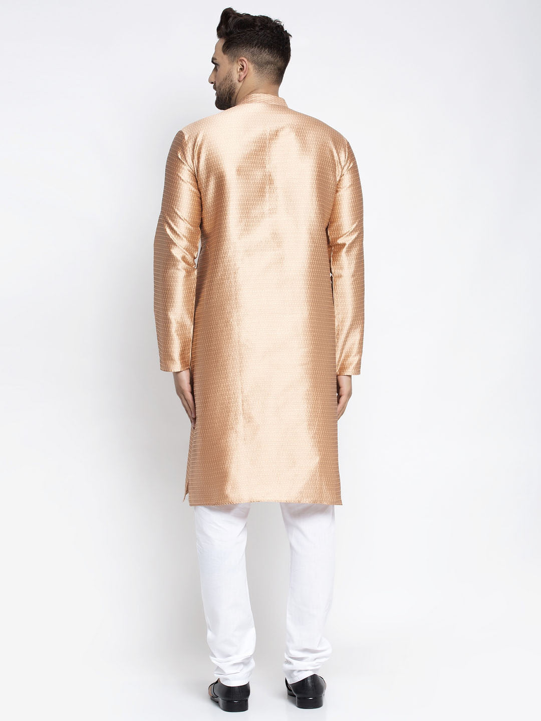 Jompers Men Bronze & White Woven Design Kurta with Pyjamas | Grocsy