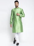 Jompers Men Green & White Woven Design Kurta with Pyjamas | Grocsy