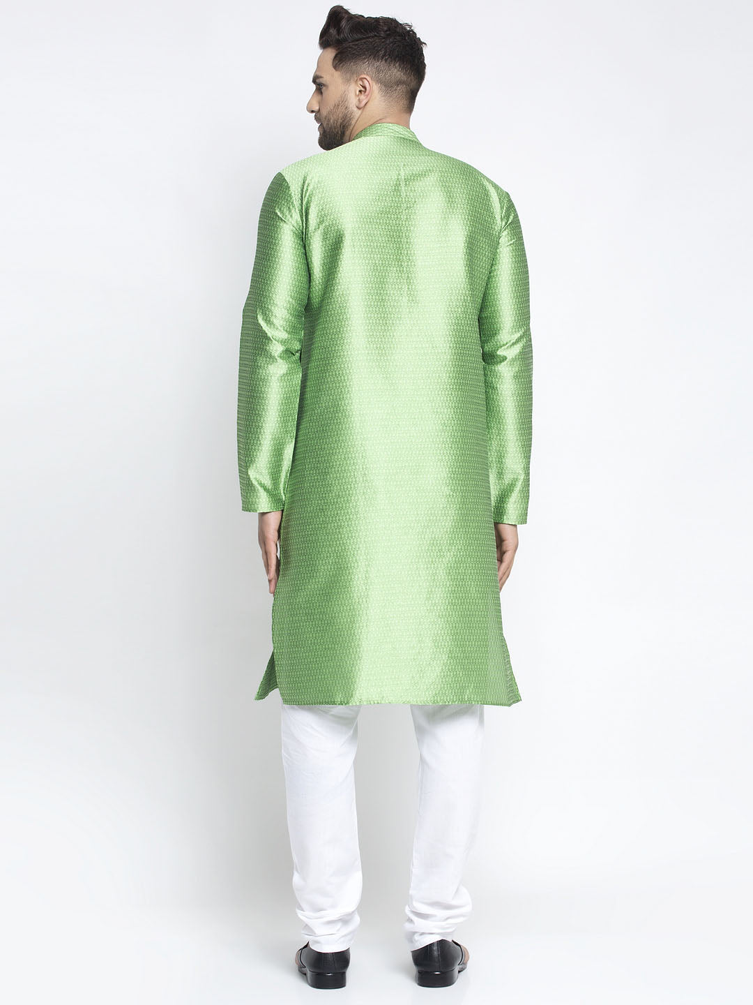 Jompers Men Green & White Woven Design Kurta with Pyjamas | Grocsy