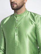 Jompers Men Green & White Woven Design Kurta with Pyjamas | Grocsy