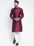 Jompers Men Purple & White Woven Design Kurta with Pyjamas | Grocsy