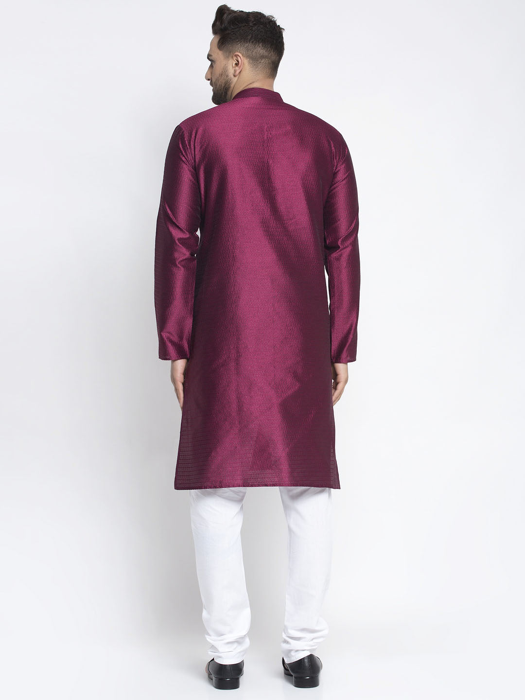Jompers Men Purple & White Woven Design Kurta with Pyjamas | Grocsy