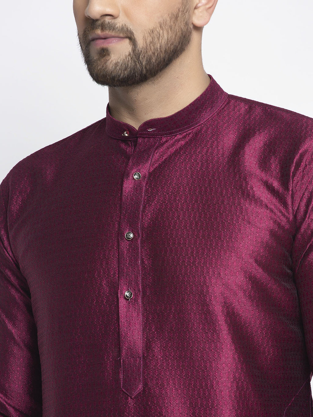 Jompers Men Purple & White Woven Design Kurta with Pyjamas | Grocsy
