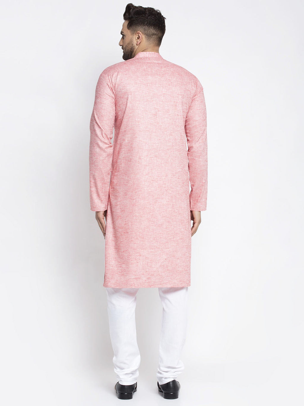 Jompers Men Pink & White Self Design Kurta with Pyjamas | Grocsy